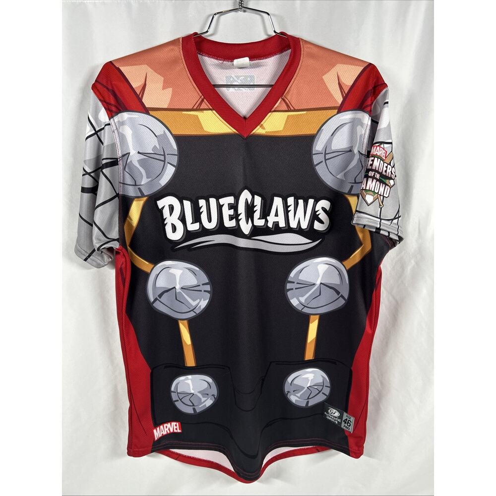 Jersey Shore Blueclaws #14 Game Worn Marvel Jersey Size 46